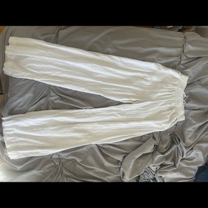 White linen pants